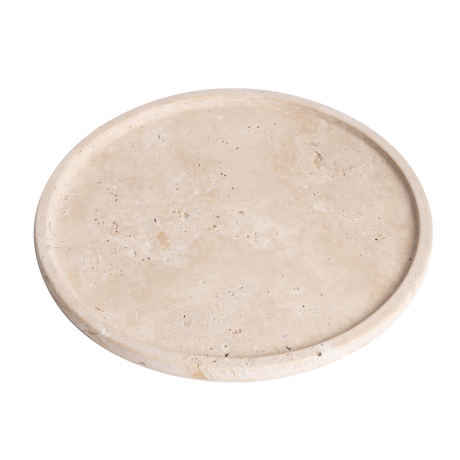 NED Collections Moon Round Tray - Light Travertine